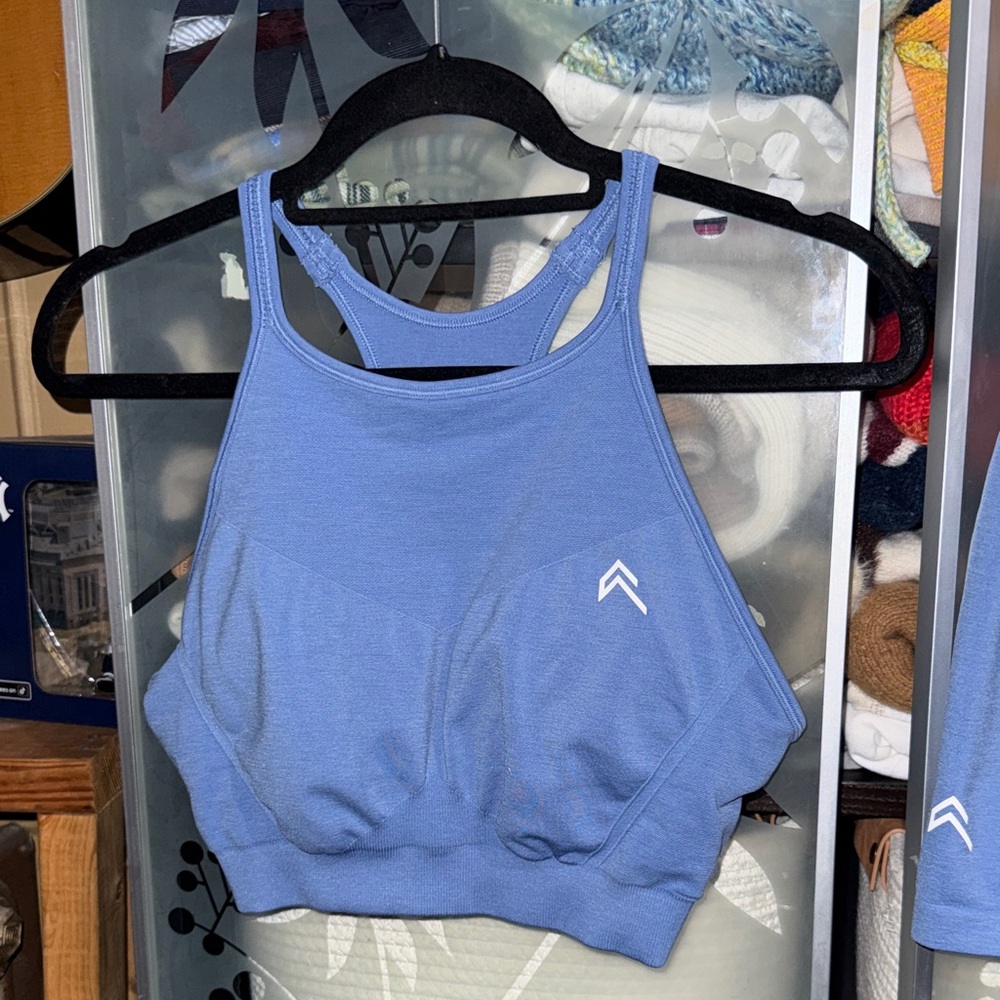 Oner Active Navy High-Neck Racerback Sports Bra